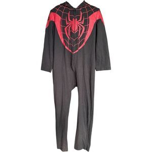 Youth Boys Marvel Spiderman Miles Morales Coverall One Piece Pajamas - Sz 8